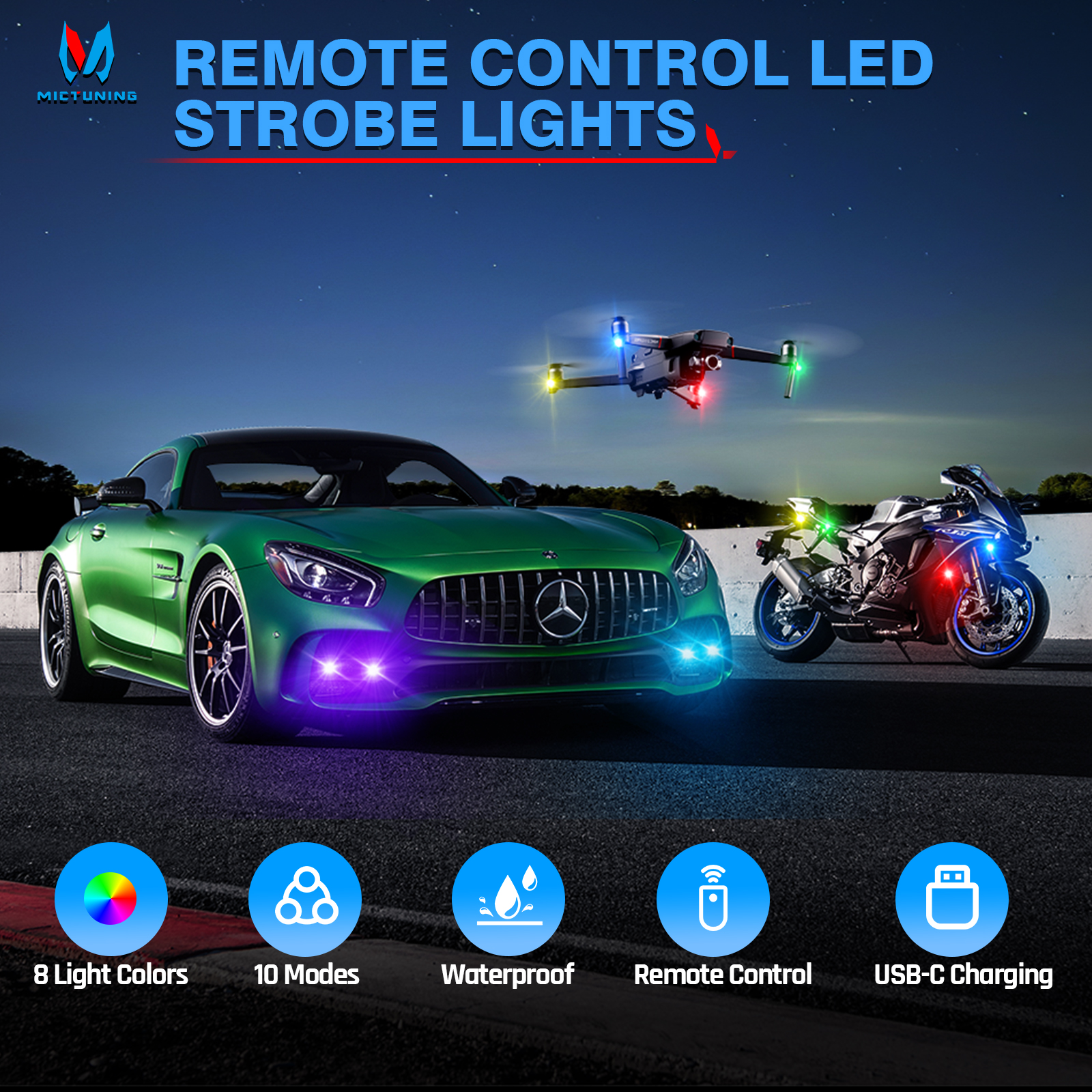 MICTUNING Wireless LED Strobe  - Drone Strobe Light review and price