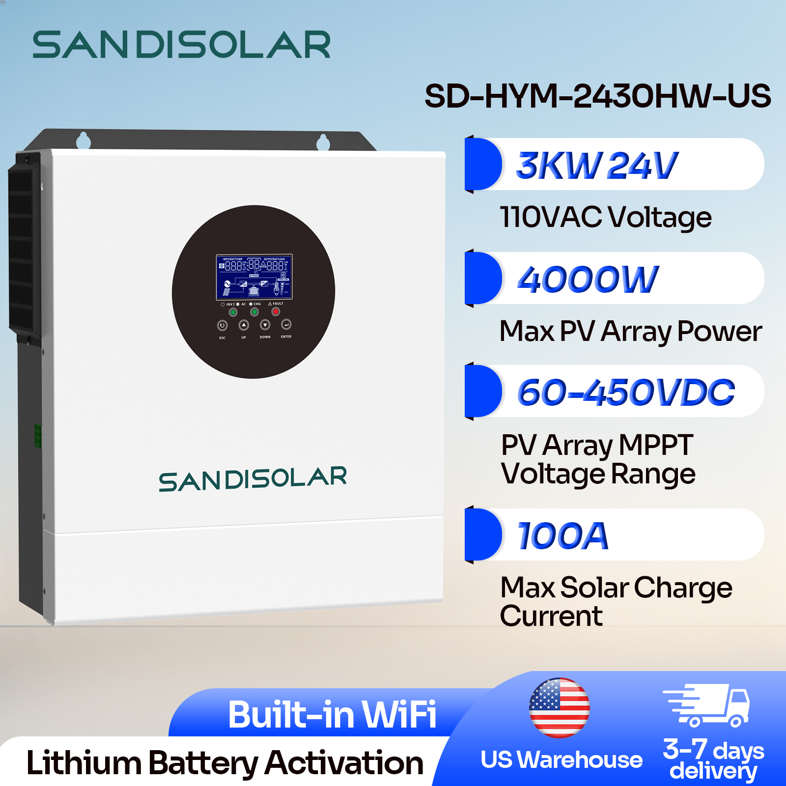 SANDISOLAR 3KW Hybrid Solar In - Drone Solar Charger review and price